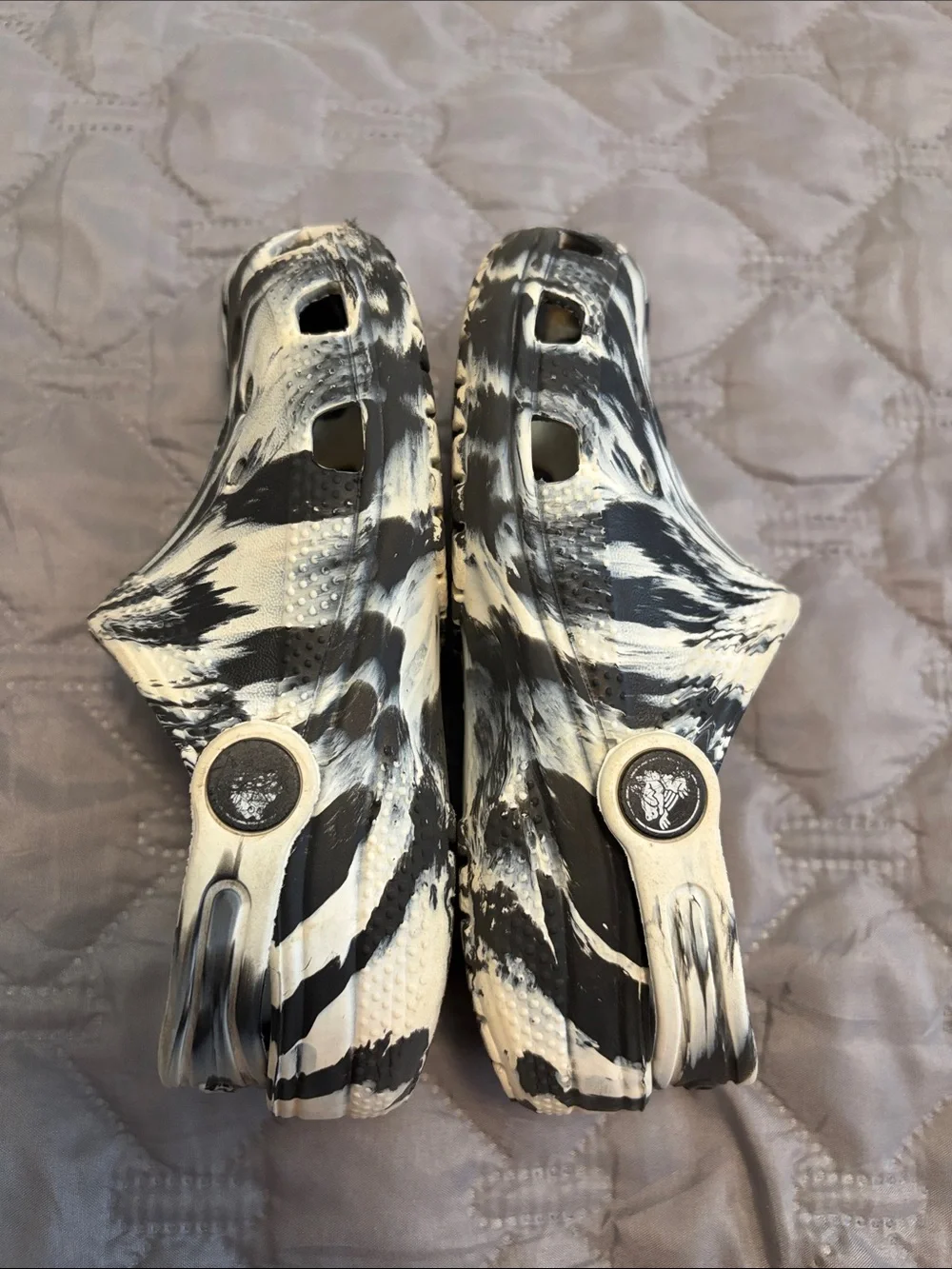 CROCS Kids Clogs — Solid Black & Black/White Marble
